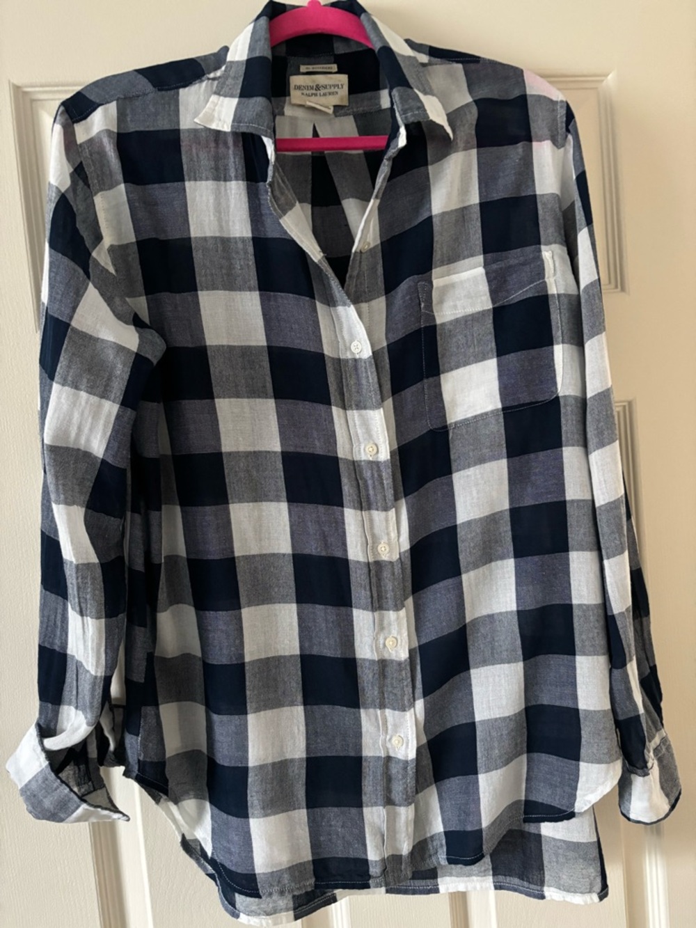 Ralph Lauren denim and supply Navy and White Plaid Button-Up Shirt